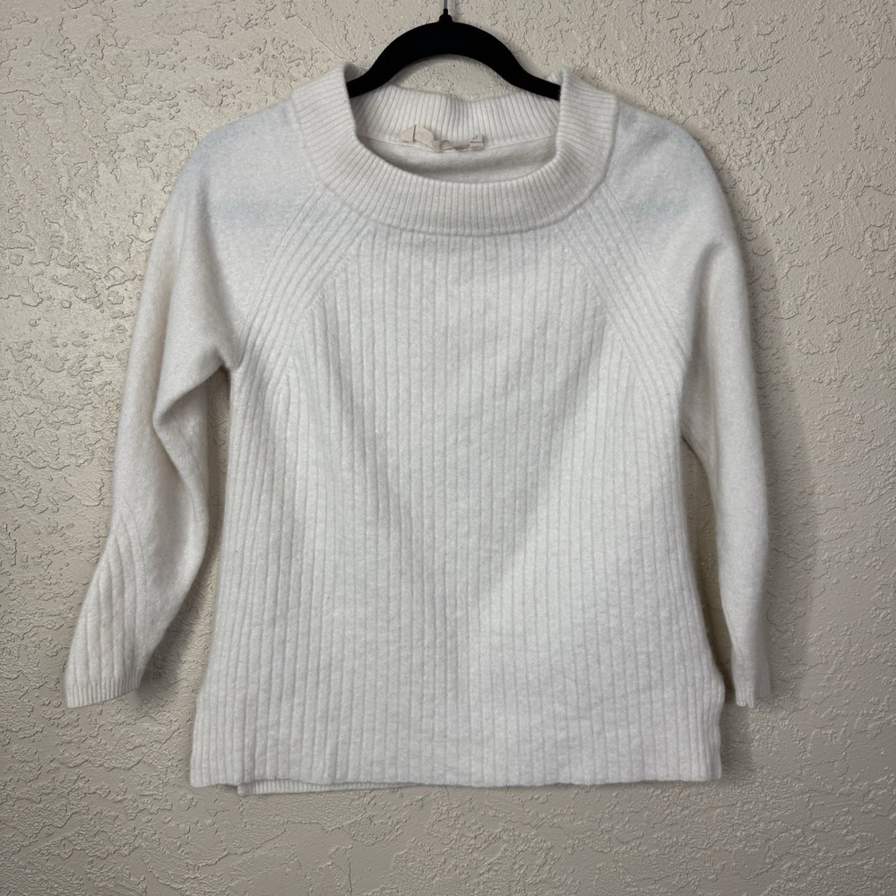 Soft Surroundings Womens 100% Cashmere Pullover Sweater Size M White Mock Neck